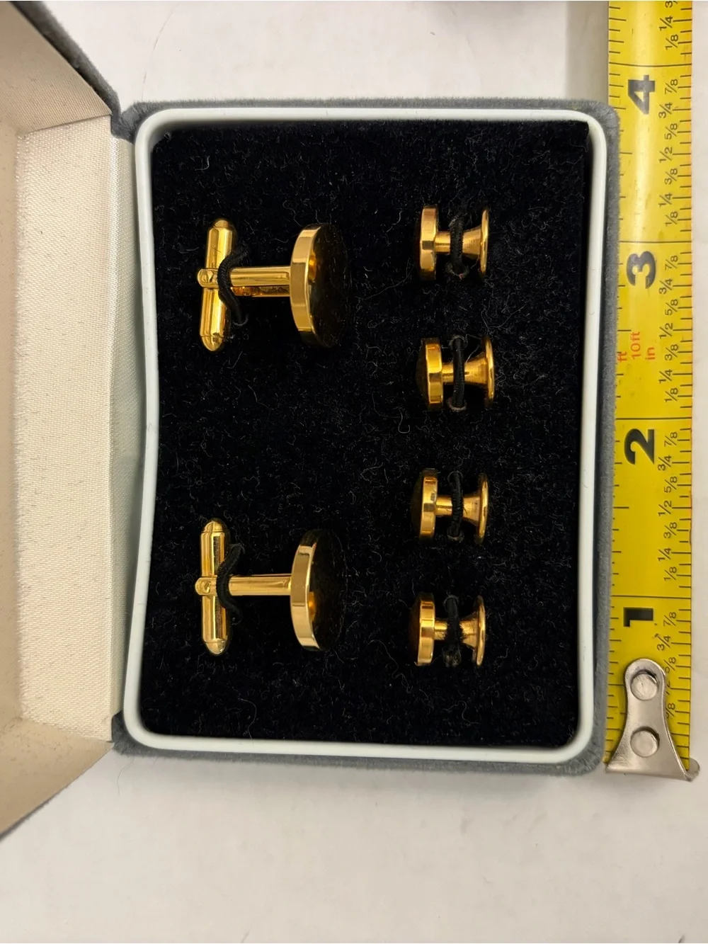 Vintage Oscar de la Renta Gold Cufflinks & Tuxedo Studs Set with Box